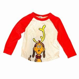 Hanna Andersson Dr. Seuss Grinch Dog Max, Long Sleeve Baseball T-shirt Size US 4